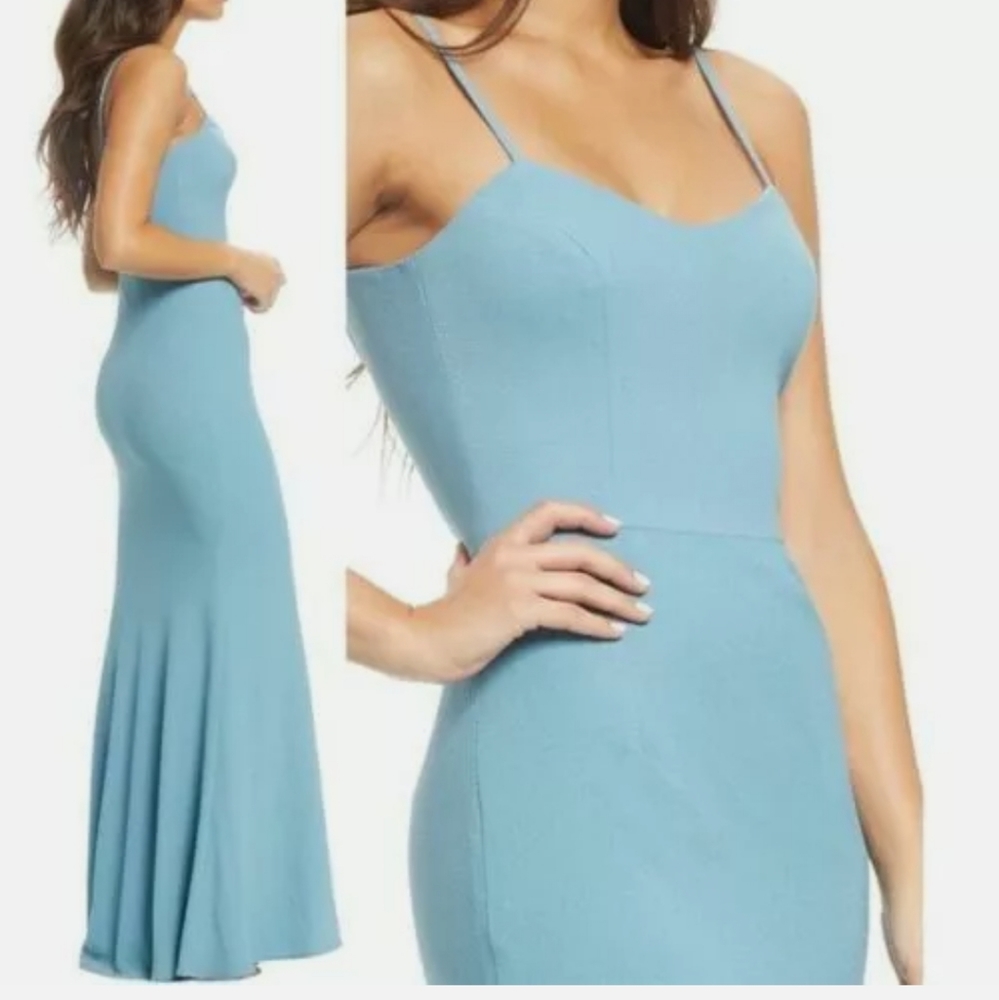 DRESS THE POPULATION SEA BREEZE SKY BLUE JODI EVENING MERMAID GOWN WOMEN… - Picture 2 of 16
